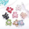 Colorido oso de corazón de cerámica suave con incrustaciones de diamantes, cuentas de agujero recto, collar DIY, pulsera de cuentas, accesorios para llavero