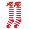 Meias de Natal infantis meias de laço de camada dupla meias novas fofas acima do joelho europeias e americanas meias coloridas transfronteiriças para meninas