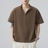 Camisa Polo Casual de Verano 2026 para Hombre, Cuello Alto, Media Cremallera, Peso Pesado, Manga Corta, Holgada, Cuello Redondo