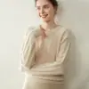 Bai Cai Rong Outono/Inverno Novo Suéter de Gola Redonda de Cashmere Feminino Espesso Tricô em Ponto Trançado Camada Interna Suave e Amigável à Pele Camada Base