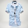 Verano Moderno para Hombre Adolescente Estilo Coreano Moderno Ajustado Camisa de Manga Corta Pantalón Traje Camisa Chaqueta de Verano