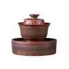 Tazón Cubierto de Cerámica Púrpura Sancai Juego de Té Kung Fu de Alto Nivel Individual Tazón de Té Tetera Taza de Té Tazón Cubierto Cerámico Juego de Té