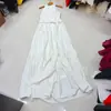 Vestido Camisa de Color Sólido Nanyou Europeo, Americano y Australiano de Nicho con Escote Halter Espalda Descubierta Sin Mangas Solapa Falda Larga