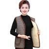 Chaleco corto de otoño e invierno para madres de mediana edad y ancianas, chaqueta acolchada de algodón a cuadros cálida con forro polar de talla grande para abuela