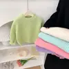 Suéter de Malha Grossa para Bebê Primavera e Outono Moda Coreana Menina Tricotado Elegante Camisa Base Top Roupas Cor Doce