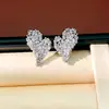 Pendientes de Plata con Baño de Oro Real de 18K, Aguja de Plata, Circonita, Forma de Corazón, Pendientes Sencillos y Únicos de Nicho, Pendientes de Lujo Ligero de Alta Gama para Mujer