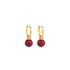 Yuebao Joyería Arena Imperial Plata de Ley S925 Chapado en Oro Arena de Oro Púrpura Cuentas Redondas Pinza para Oreja Cuadrada Pendientes de Moda Retro Personalizados