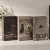 Libros decorativos ingleses minimalistas nórdicos, libros para decorar estanterías de oficinas de venta de casas modelo estilo crema, accesorios de decoración suave para el hogar imitación