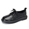 [9.9kg Pares, Personalizable] Zapatos de Mujer de Cuero Genuino, Flats Versátiles con Cordones Negros, Suela Suave de Piel de Vaca de Primera Capa, Tacones Bajos