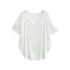 Holgazán, Holgado, Informal, Ropa de Casa, Top Cubre para Baile de Chica Caliente, Camiseta de Manga Corta de Color Sólido con Dobladillo Curvo para Mujer