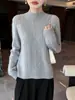 Suéter de Punto Grueso de Lana Pura de Siete Agujas con Cuello Alto y Mangas Largas para Mujer, Nuevo Invierno 2026, Top de Suéter de Lana Retorcida