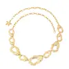 Cadena de cintura metálica exagerada e irregular estilo europeo y americano, accesorio de cintura hueco con textura de oro vintage, cadena corporal para atuendos de chicas atrevidas