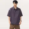 Camiseta de manga corta con solapa de ajuste holgado estilo Old Money para hombre, de verano, secado rápido, casual, con diseño texturizado, polo de pullover