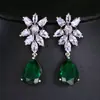 Deseo oferta especial moda europea y americana elegante hojas Zirconia aretes de botón para mujer simples banquete fiesta joyería fábrica directa oreja