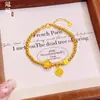 Pulsera de Latón Dorado Estilo Nuevo Flor de Loto de la Fortuna para Mujer, Estilo Chino Lujo Ligero Versátil Buena Suerte Flor de Loto Pulsera de Alta Elasticidad