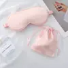 Conjunto de Máscara de Olhos de Seda Simulada 2 Peças Máscara de Olhos para Dormir Blackout com Bolsa de Armazenamento Portátil para Viagem ao Ar Livre Descanso Pronta Entrega Multicolorido