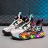 Zapatos Luminosos para Niños Otoño 2025 Malla Transpirable Hebilla Giratoria Zapatos con Luz para Niños Zapatillas de Moda Suela Suave para Niños