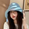 Sombrero de Pescador de Mezclilla Vieja con Puño y Letra de Estilo Japonés Primavera y Verano Sombrero de Ala Ancha para Mujer Sombrero para el Sol Que Muestra el Rostro Pequeño Sombrero de Moda para Protección Solar