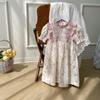 Vestido Infantil Feminino Retrô Francês com Trança e Gola Alta 2026 Verão Novo Estilo Delicado Floral de Manga Curta Vestido Princesa Infantil