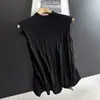 Chaleco adelgazante con cuello alto 2026, Top corto de punto fino sin mangas de verano al por mayor H16ES9951