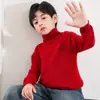 Suéter de Lana para Niños Otoño Invierno Engrosado Cuello Alto Color Sólido Sencillo Cálido Jersey de Punto Nuevo Estilo Capa Base