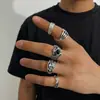 Anel Caveira Cruz Punk Transfronteiriço Conjunto de Seis Peças Personalidade Exagerada Olhos Águia Anel Masculino terno