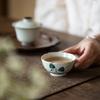 Cinza Vegetal Xícara de Chá Pintada à Mão Xícara Pessoal Feminina Mestre Zen Retrô Tamanho Pequeno Cerâmica Xícara Única Xícara para Degustação de Chá