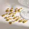 Pendientes de Estrella y Luna Incrustados con Diamantes Transfronterizos, Pendientes de Acero Inoxidable Dorado de 18 Quilates, Sensación de Lujo Ligero y Gama Alta, Pendientes de Acero de Titanio con Forma de Corazón
