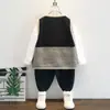 Chaleco de Punto de Algodón a Rayas Patchwork Estilo Nuevo Retro 2026 para Niños y Niñas, Chaqueta Negra sin Mangas Infantil de Otoño