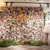 Parede de Flores Decoração de Parede para Sala de Transmissão ao Vivo Interior Tendência Montagem de Parede Casamento Salão de Beleza Flores Artificiais
