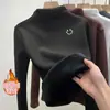 Estudiantes de secundaria de terciopelo con cuello semi-alto, forro polar, engrosado, prenda interior de terciopelo cálida de una sola pieza, top interior para mujer de otoño e invierno