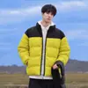 Casaco de inverno masculino de algodão, estilo novo, transfronteiriço, corte reto, quente, à prova de vento, resistente ao frio, de alta qualidade, sem capuz, cor sólida