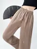 Pantalones Anchos de Satén Brillante Sedosos de Acetato para Mujer, Nuevo Estilo de Verano, Nuevo Estilo Chino con Cordón de Seda de Hielo Casual Versátiles Rectos