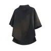 Camisa Polo Preta Pesada de Verão, Unissex, Toque Fresco, Caimento Solto, Camiseta Juvenil de Manga Curta