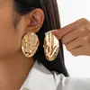 Pendientes Asimétricos Ovalados Exagerados Estilo Ins Plegados Metálicos Brillantes Joyería Transfronteriza Europea y Americana