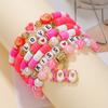 Nuevo Pulsera Elástica Apilada Rosa Moda Estilo Vaquero Occidental Decorada a Mano con Cuentas de Letras de Arcilla Blanda para Mujeres