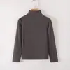 Dropshipping Estilo Nuevo Top de Manga Larga Cepillado con Cuello Medio para Mujer, Camiseta Base de Moda para Capa Interior