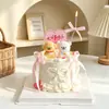 Decoración para pastel del Día de San Valentín Chino, adorno de cachorro tierno sentado de goma suave, tarjeta insertable en forma de corazón 'Feliz Día de San Valentín'