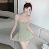 Maiô feminino de uma peça estilingue cor sólida conservador magro slim fit doce menina puro desejo maiô primavera quente atacado