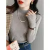 Nova Camada Base Feminina Outono/Inverno Gola Média Alta Primavera/Outono Branco Caxemira Sensação Tricotada Top