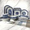 Venta al por mayor de fábrica impresión azul y blanco 003 vajilla de porcelana azul y blanca plato de cerámica para el hogar puesto de tienda de dos dólares tienda de 5 yuanes 10 yuanes
