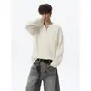 Camiseta de Manga Larga con Cuello en V Rasgada Estilo Retro Old Money para Hombre Otoño Talla Grande Marca de Moda Estilo Urbano Holgado Capa Interior Camiseta Base