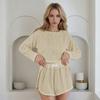 Conjunto de Duas Peças para Levar Estilo Europeu e Americano Primavera e Outono Novo Top Pulôver Feminino Americano Shorts Largos