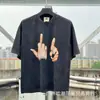 Camiseta de Manga Corta Holgada para Parejas de Ancianos Lavada Pesada con Estampado de Retratos Hip Hop Rap Estilo Americano Vintage Tendencia