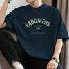 Camiseta de algodón pesado estilo americano 260g para hombre, manga corta de verano, holgada, cuello redondo, ropa top, algodón estampado con letras, manga media