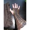 Comercio exterior guantes de cuero PU medievales steampunk protector de mano protector de brazo retro ojal encaje pulsera manga media dedo