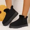 Botas de Neve Espessas com Solado Grosso, Estilo Europeu e Americano, Cor Sólida, de Calçar, Forradas com Lã, para Mulheres, com Bico Redondo e Elástico, Botas de Algodão, Novas para Outono e Inverno de 2025