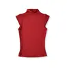 Nova Camiseta de Manga Curta Meia-Gola Alta Verão 2026 para Mulheres, Estilo Americano Slim Fit, Top Sexy para Camada Base, Atacado
