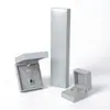Caja de Joyería Rectangular Plateada de Imitación Cuero con Tapa abatible para Anillos, Colgantes, Collares, Caja de Regalo de Alta Gama para Pulseras