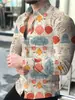 Moderna Camisa de Otoño para Hombre de Manga Larga con Estampado Digital 3D, Elegante Camisa Casual con Cuello de Solapa